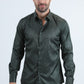 Mens Modern Fit Stretch Foil Fashion Green Shirt