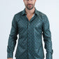 Mens Modern Fit Stretch Foil Fashion Green Shirt