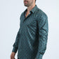Mens Modern Fit Stretch Foil Fashion Green Shirt
