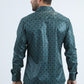 Mens Modern Fit Stretch Foil Fashion Green Shirt