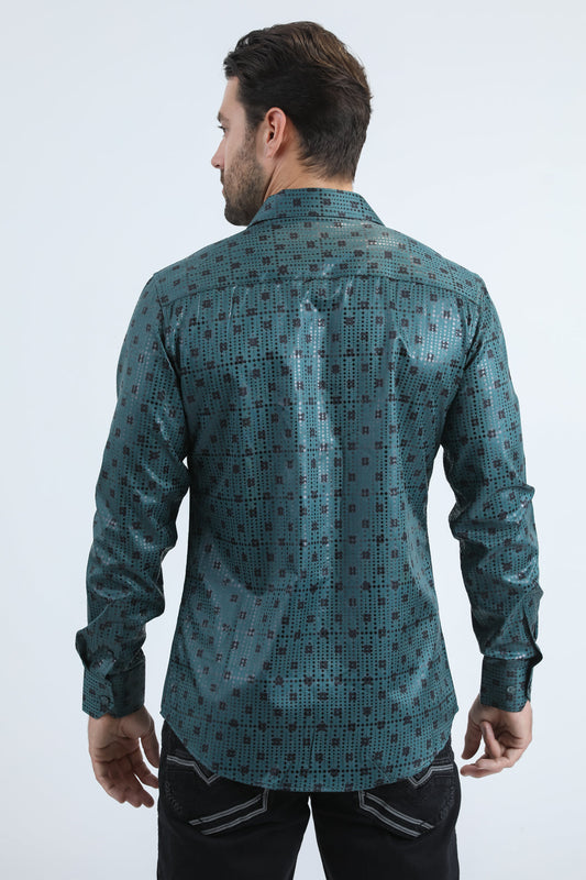 green dimensional splash foil shirt platini