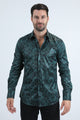 Mens Modern Fit Stretch Foil Fashion Green Shirt
