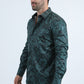 Mens Modern Fit Stretch Foil Fashion Green Shirt