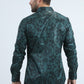 Mens Modern Fit Stretch Foil Fashion Green Shirt