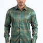 Green Modern Fit Stretch Foil Fashion Shirt Men
