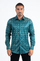 Mens Modern Fit Stretch Foil Fashion Green Shirt