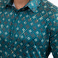 Green Modern Fit Stretch Foil Fashion Shirt Men