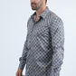 Mens Modern Fit Stretch Foil Fashion Grey Shirt