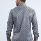 Mens Modern Fit Stretch Foil Fashion Grey Shirt