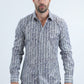 Mens Modern Fit Stretch Foil Fashion Grey Shirt