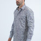 Mens Modern Fit Stretch Foil Fashion Grey Shirt