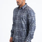 Grey Modern Fit Stretch Foil Fashion Shirt Men