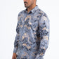 Grey Modern Fit Stretch Foil Fashion Shirt Men