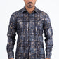 Grey Modern Fit Stretch Foil Fashion Shirt Men