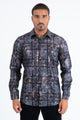 Mens Modern Fit Stretch Foil Fashion Grey Shirt