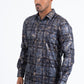 Grey Modern Fit Stretch Foil Fashion Shirt Men