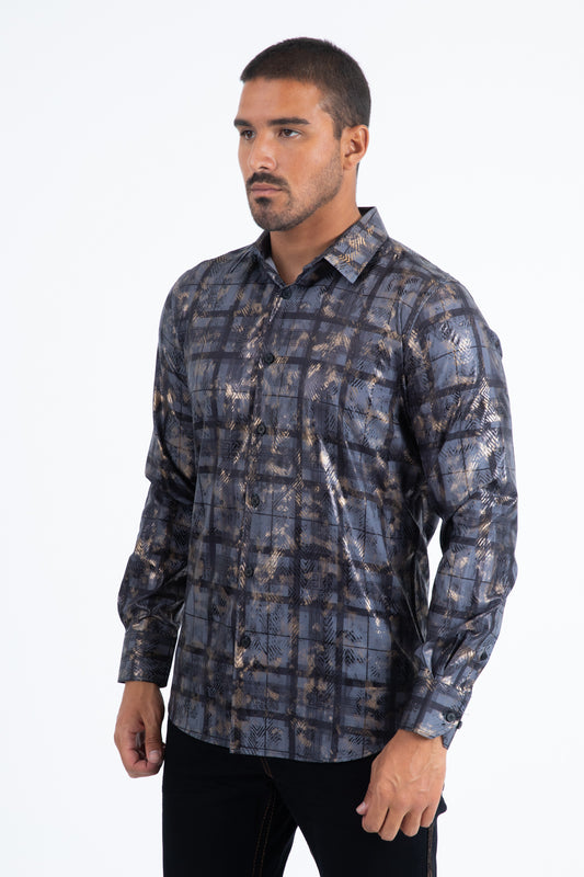 grey directional geometry foil shirt men platini detail-2