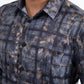 Grey Modern Fit Stretch Foil Fashion Shirt Men