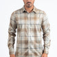 Khaki Modern Fit Stretch Foil Fashion Shirt Men