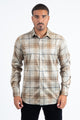 Mens Modern Fit Stretch Foil Fashion Khaki Shirt