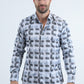 Mens Modern Fit Stretch Foil Fashion Lt. Grey Shirt