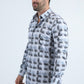 Mens Modern Fit Stretch Foil Fashion Lt. Grey Shirt