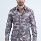 Mens Modern Fit Stretch Foil Fashion Lt. Grey Shirt