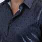 Mens Modern Fit Stretch Foil Fashion Navy Shirt
