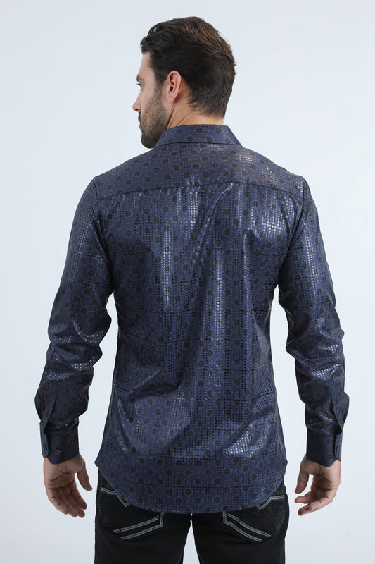 navy dimensional splash foil shirt platini