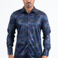 Blue Modern Fit Stretch Foil Fashion Shirt Men