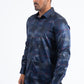 Blue Modern Fit Stretch Foil Fashion Shirt Men