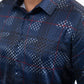Blue Modern Fit Stretch Foil Fashion Shirt Men