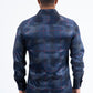 Blue Modern Fit Stretch Foil Fashion Shirt Men