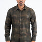 Mens Modern Fit Stretch Foil Fashion Olive Shirt