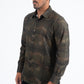 Mens Modern Fit Stretch Foil Fashion Olive Shirt