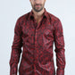 Mens Modern Fit Stretch Foil Fashion Red Shirt