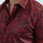 Mens Modern Fit Stretch Foil Fashion Red Shirt