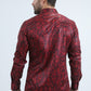 Mens Modern Fit Stretch Foil Fashion Red Shirt
