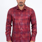 Red Modern Fit Stretch Foil Fashion Shirt Men