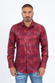Mens Modern Fit Stretch Foil Fashion Red Shirt