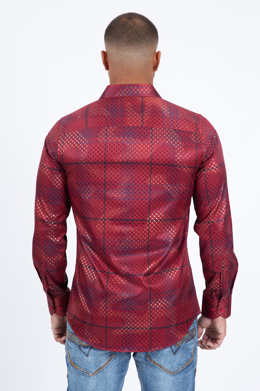 red high density grid foil shirt platini