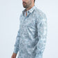Mens Modern Fit Stretch Foil Fashion White/Blue Shirt