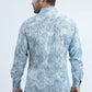 Mens Modern Fit Stretch Foil Fashion White/Blue Shirt