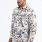 White Gold Modern Fit Stretch Foil Fashion Shirt Men