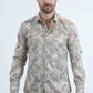 Mens Modern Fit Stretch Foil Fashion White/Gold Shirt