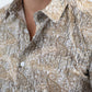 Mens Modern Fit Stretch Foil Fashion White/Gold Shirt