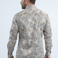 Mens Modern Fit Stretch Foil Fashion White/Gold Shirt