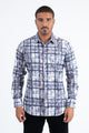 Mens Modern Fit Stretch Foil Fashion White/Grey Shirt
