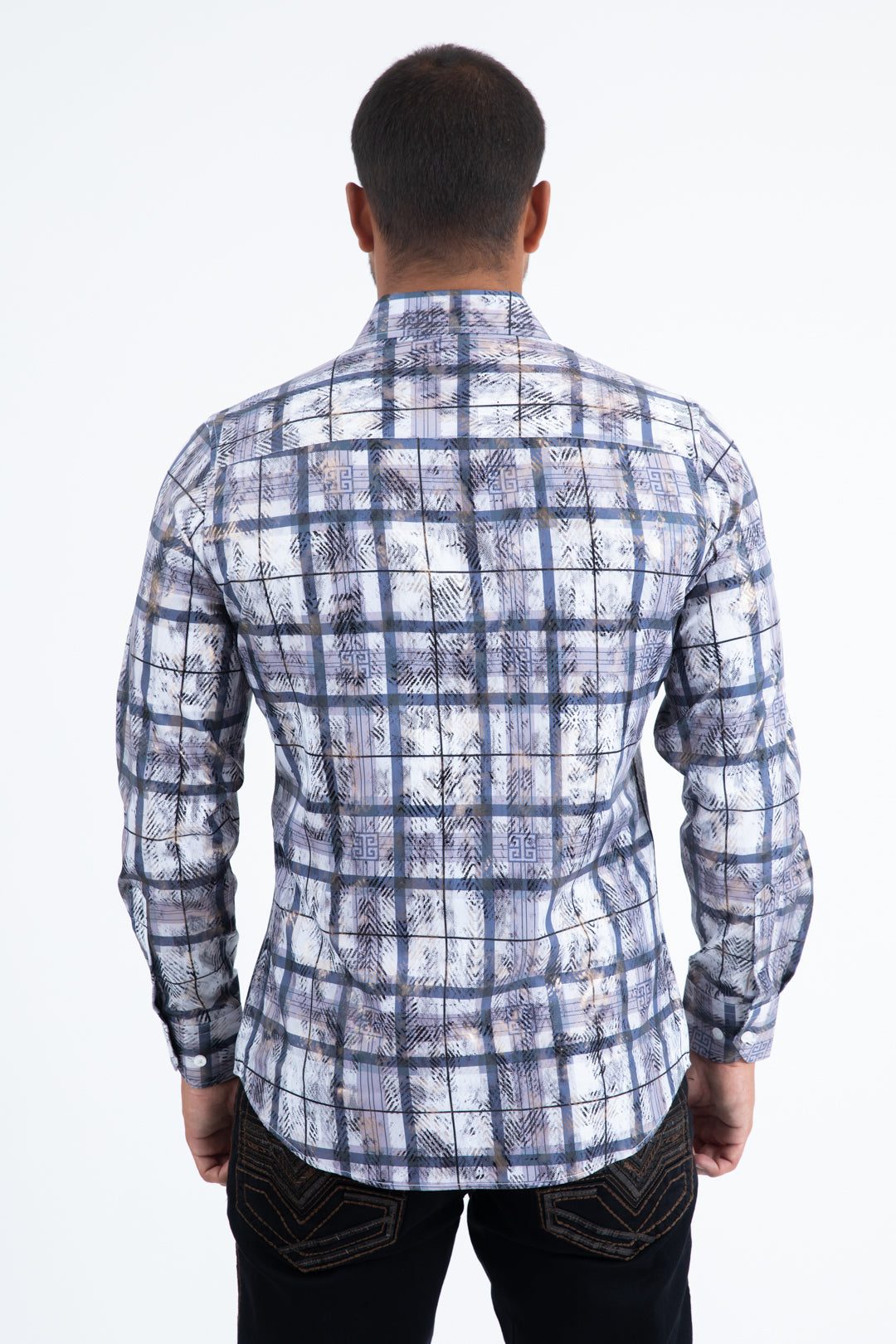 White Modern Fit Stretch Foil Fashion Shirt Men