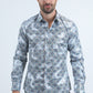 Mens Modern Fit Stretch Foil Fashion White Shirt